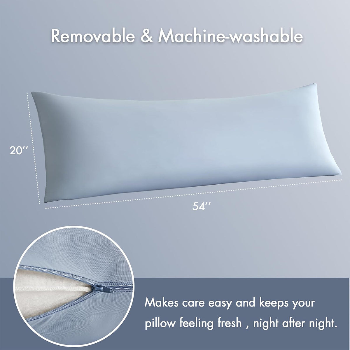20X54" memory foam body pillows in Blue, alternate view 8