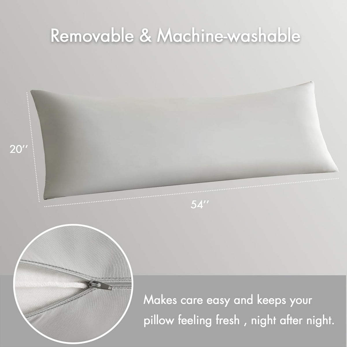 20X54" memory foam body pillows in Light Grey, alternate view 8