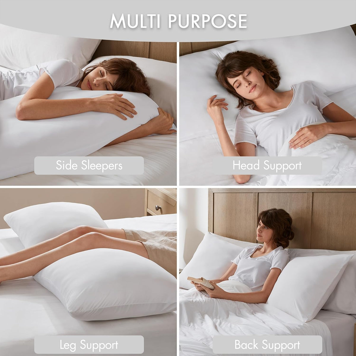 20X54" memory foam body pillows in White, alternate view 5