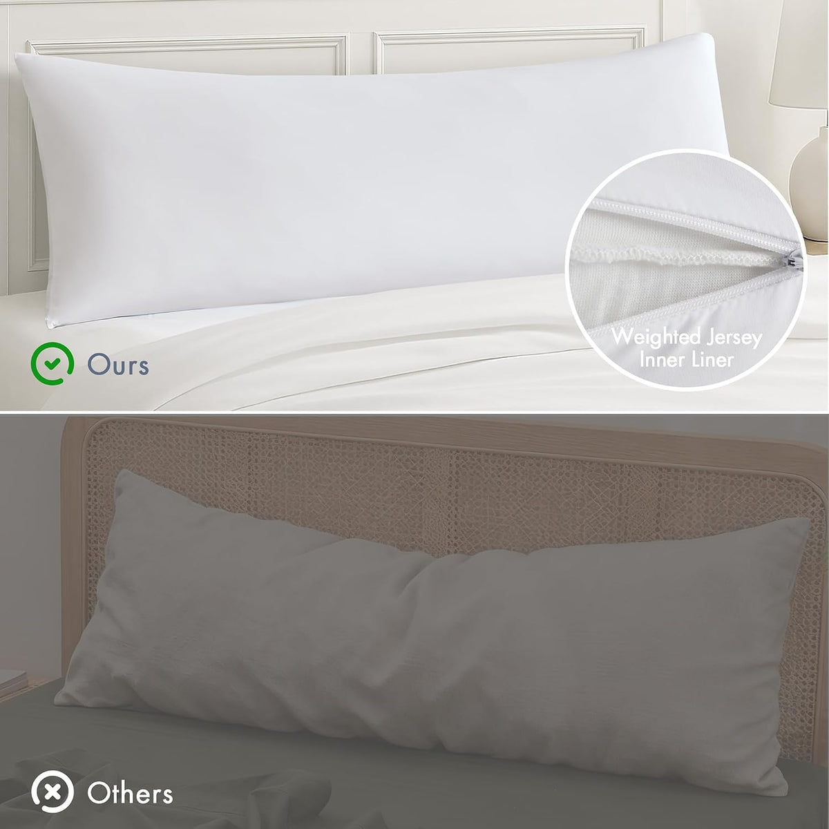 20X54" memory foam body pillows in White, alternate view 7