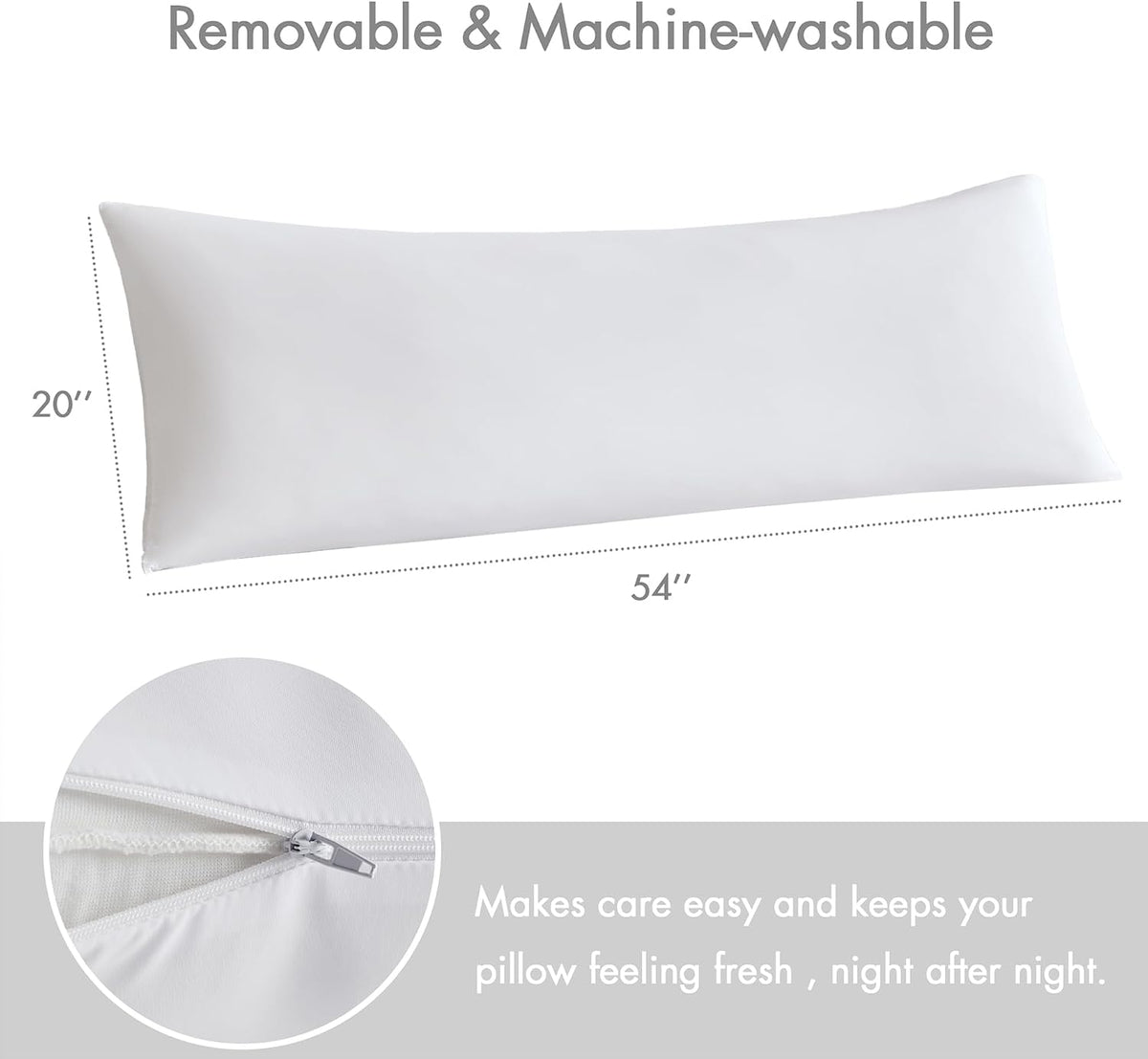 20X54" memory foam body pillows in White, alternate view 8