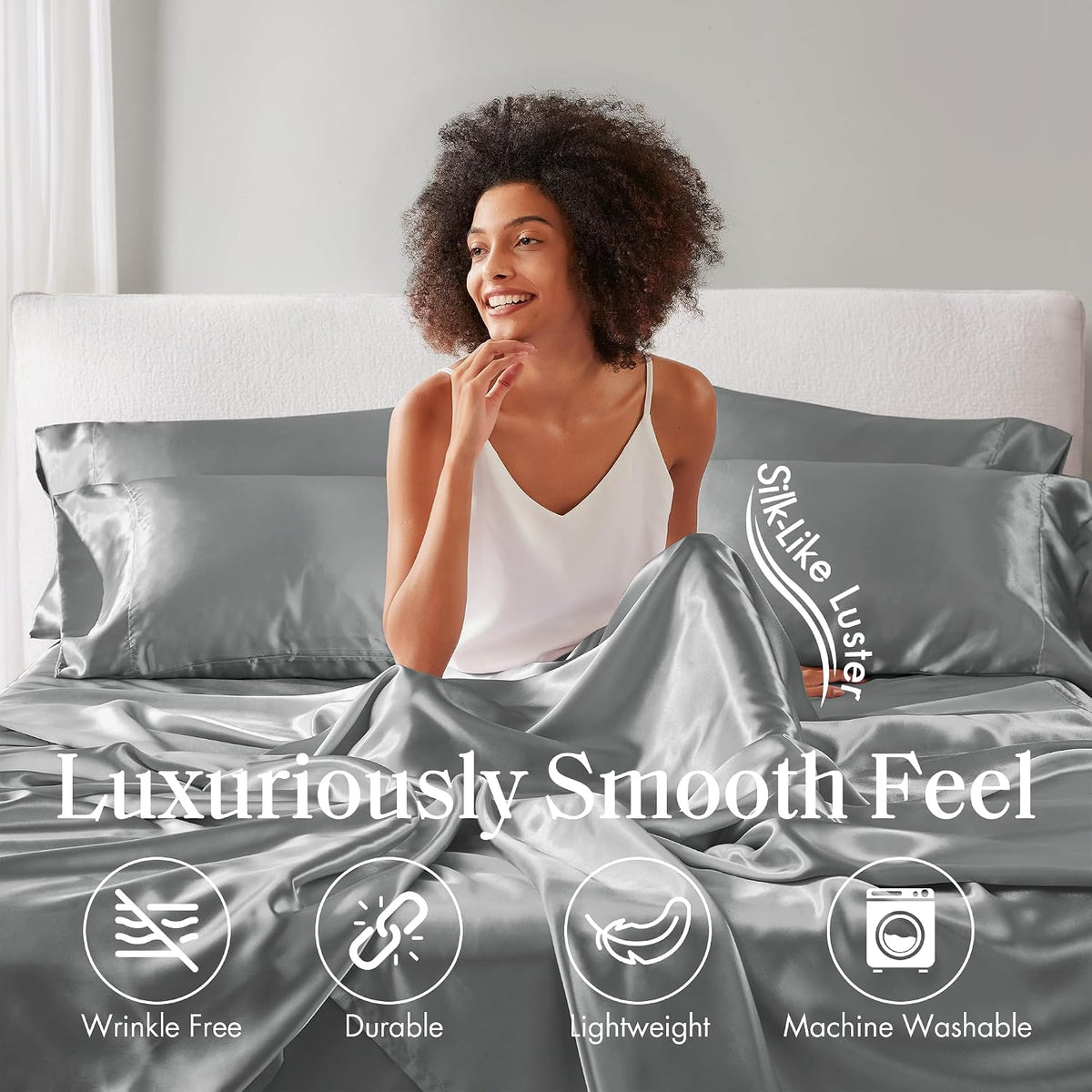 Split King polyester bedding sets in Grey, alternate view 6