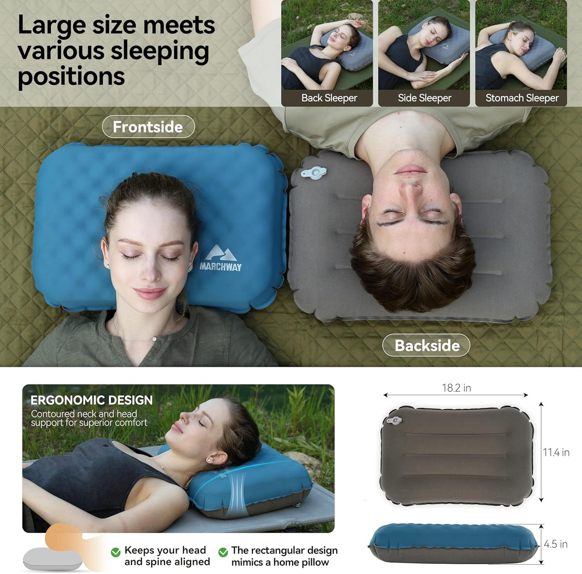 Medium travel pillows in Blue, alternate view 2