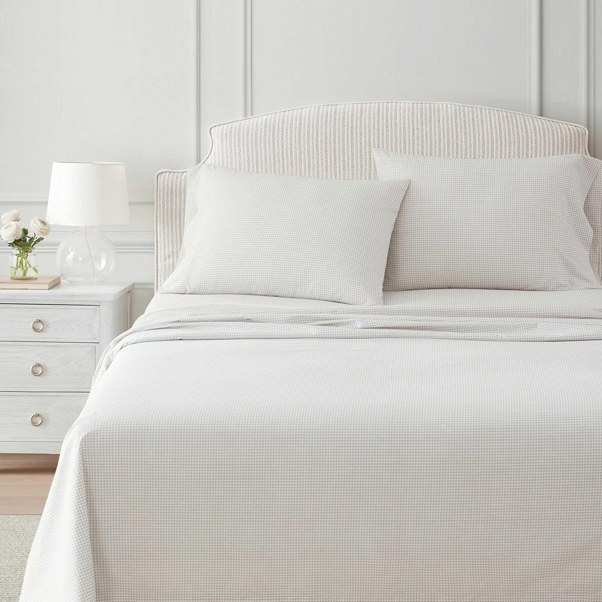 Queen cotton bedding sets in Gingham Beige, alternate view 8
