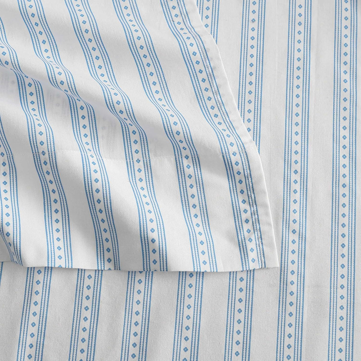 Twin cotton bedding sets in Francesca Stripe Blue, alternate view 5