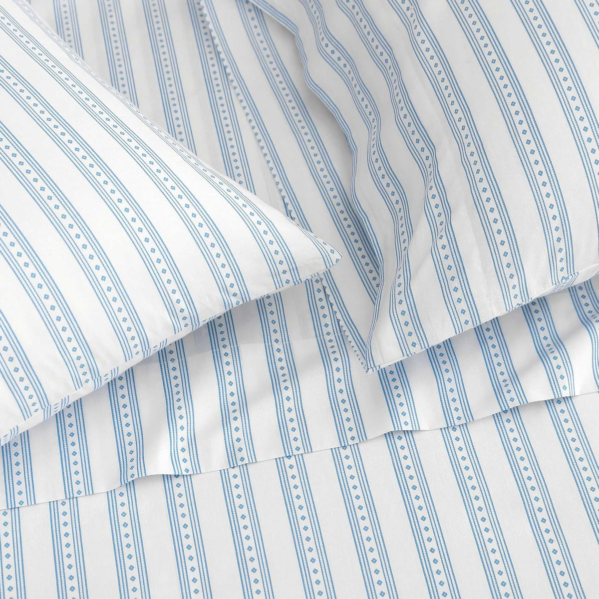 Twin cotton bedding sets in Francesca Stripe Blue, alternate view 8