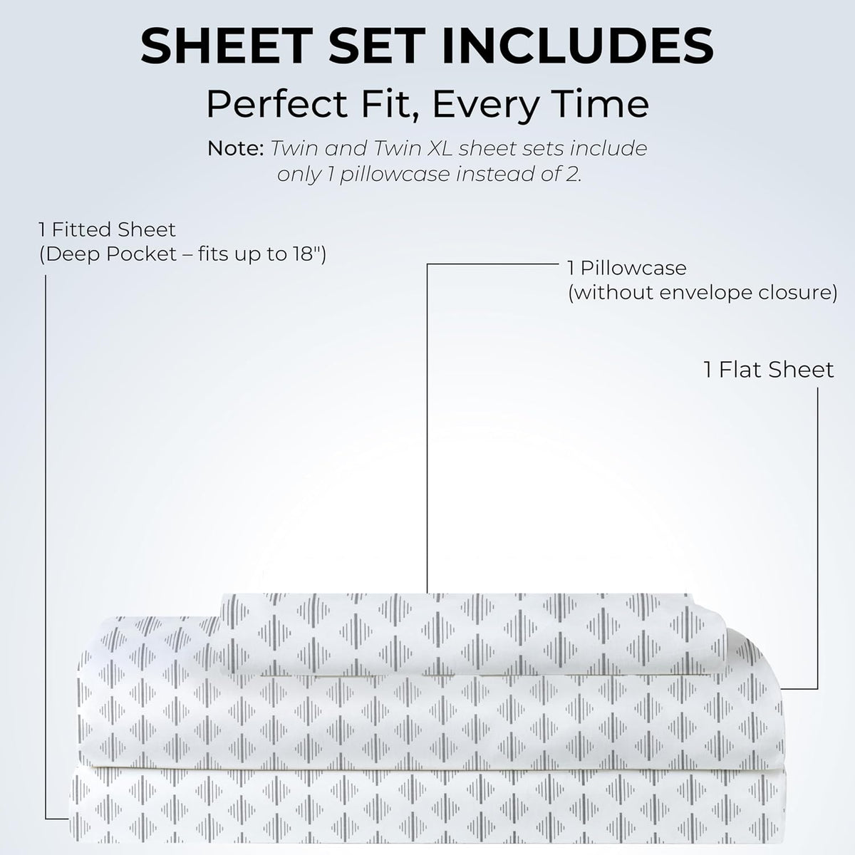 Twin XL cotton bedding sets in Grey Ida, alternate view 3
