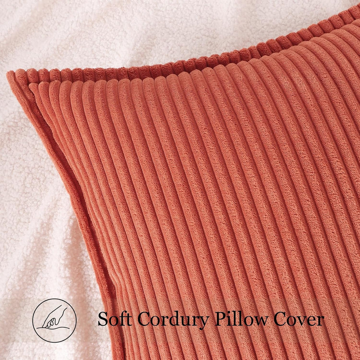 18"L x 18"W corduroy throw pillow accessories in Rust, alternate view 3