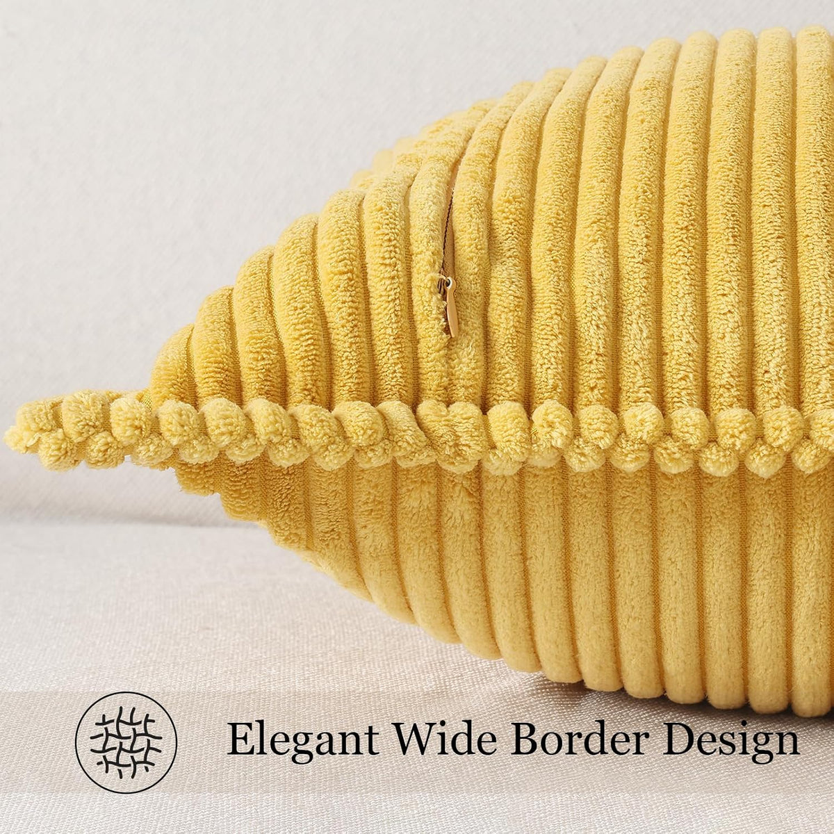 24"L x 24"W corduroy throw pillow accessories in Mustard Yellow, alternate view 4