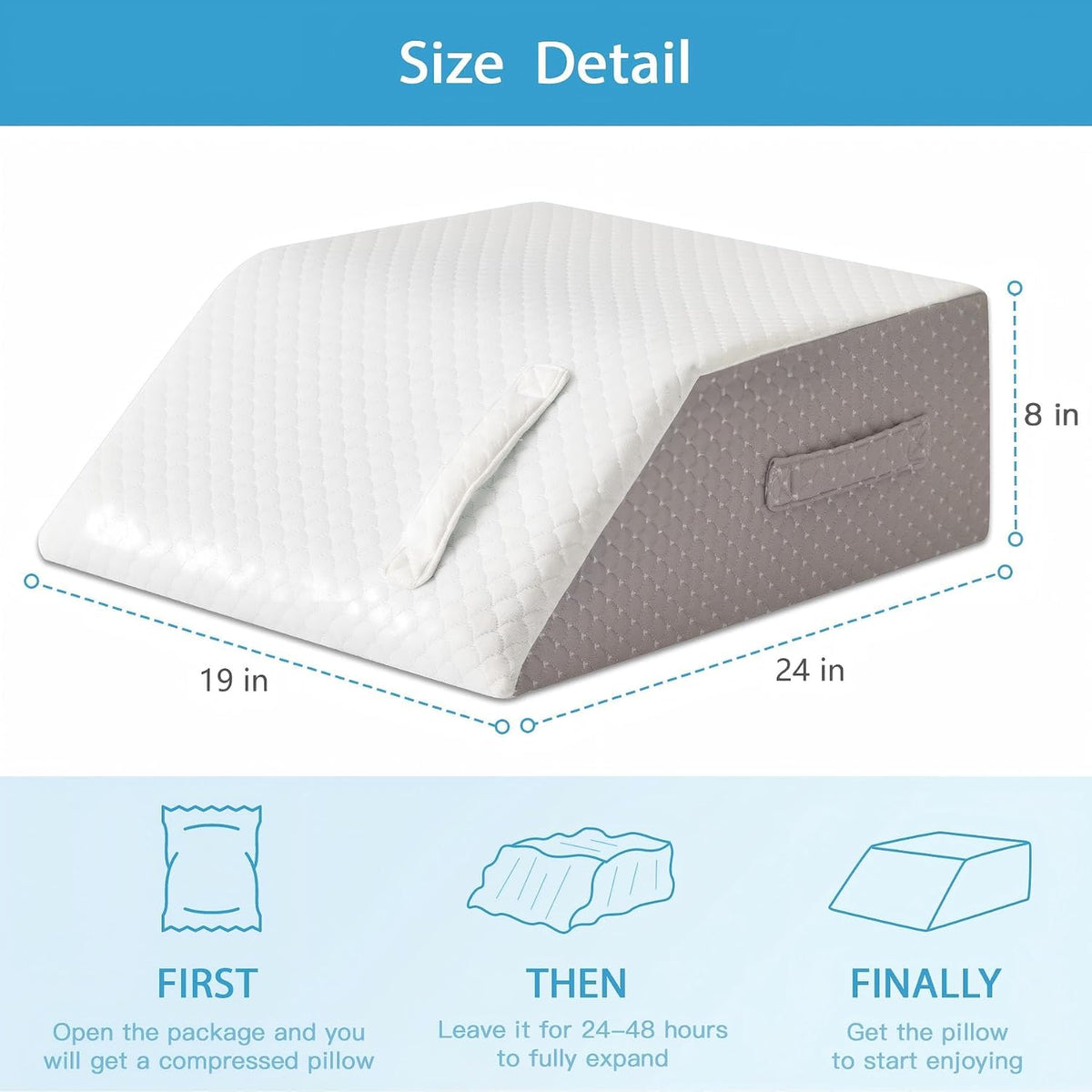 24*19*8 Inch foam wedge pillows in White/Grey, alternate view 4