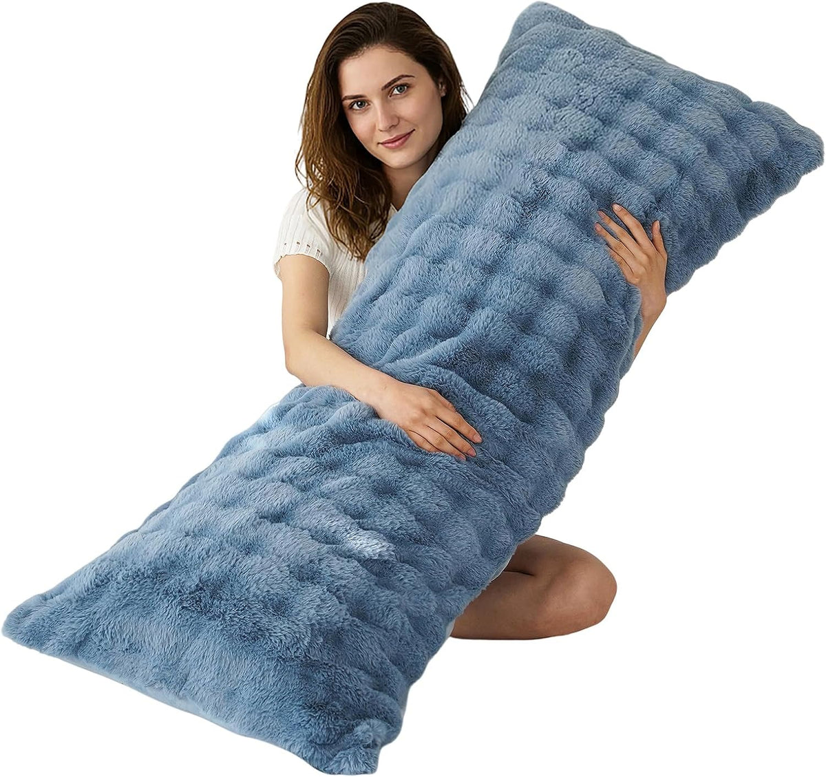20"x54" polyester body pillows in Dusty Blue