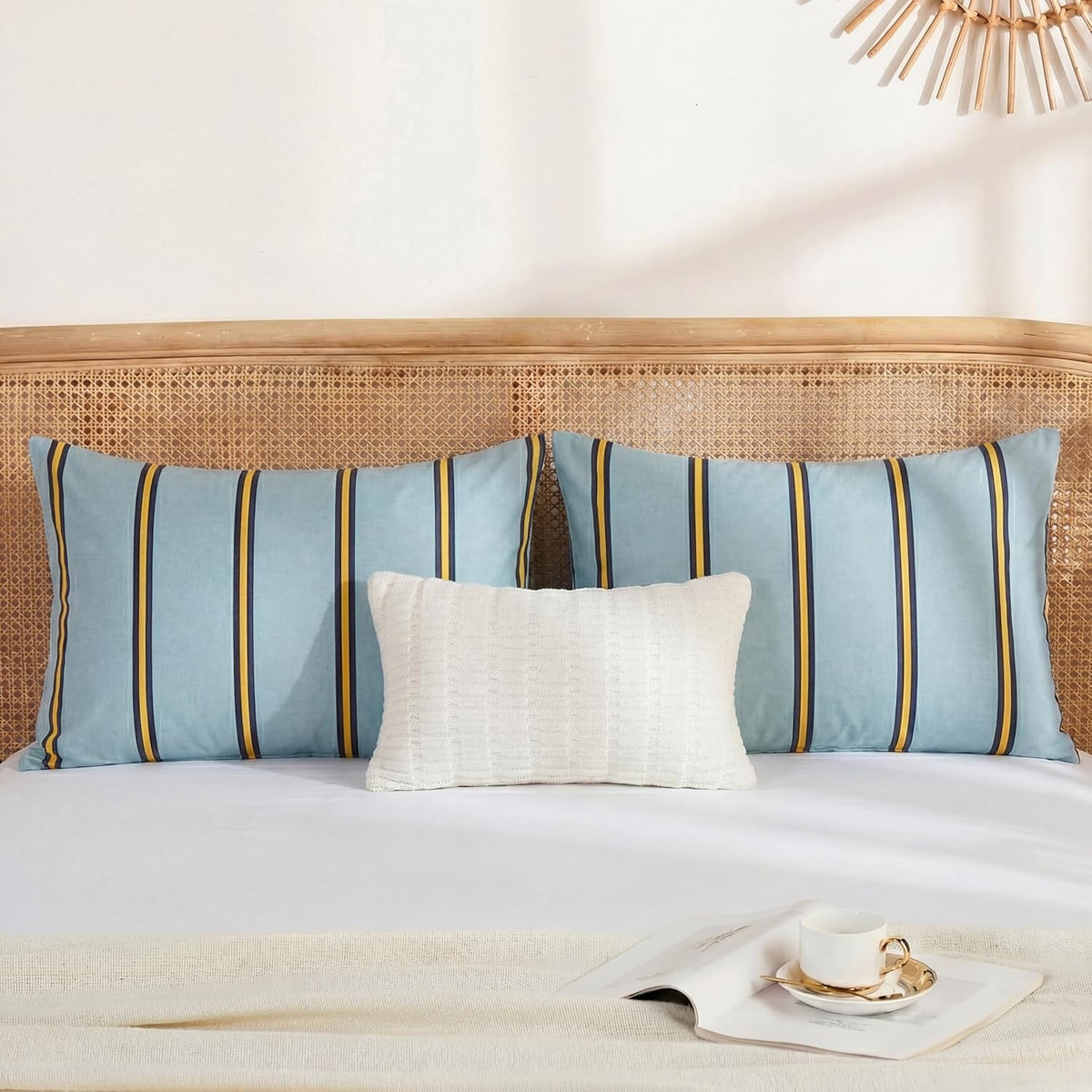 Queen (20''x30'') cotton pillowcases in Engineered Stripes-green/Orange, alternate view 5
