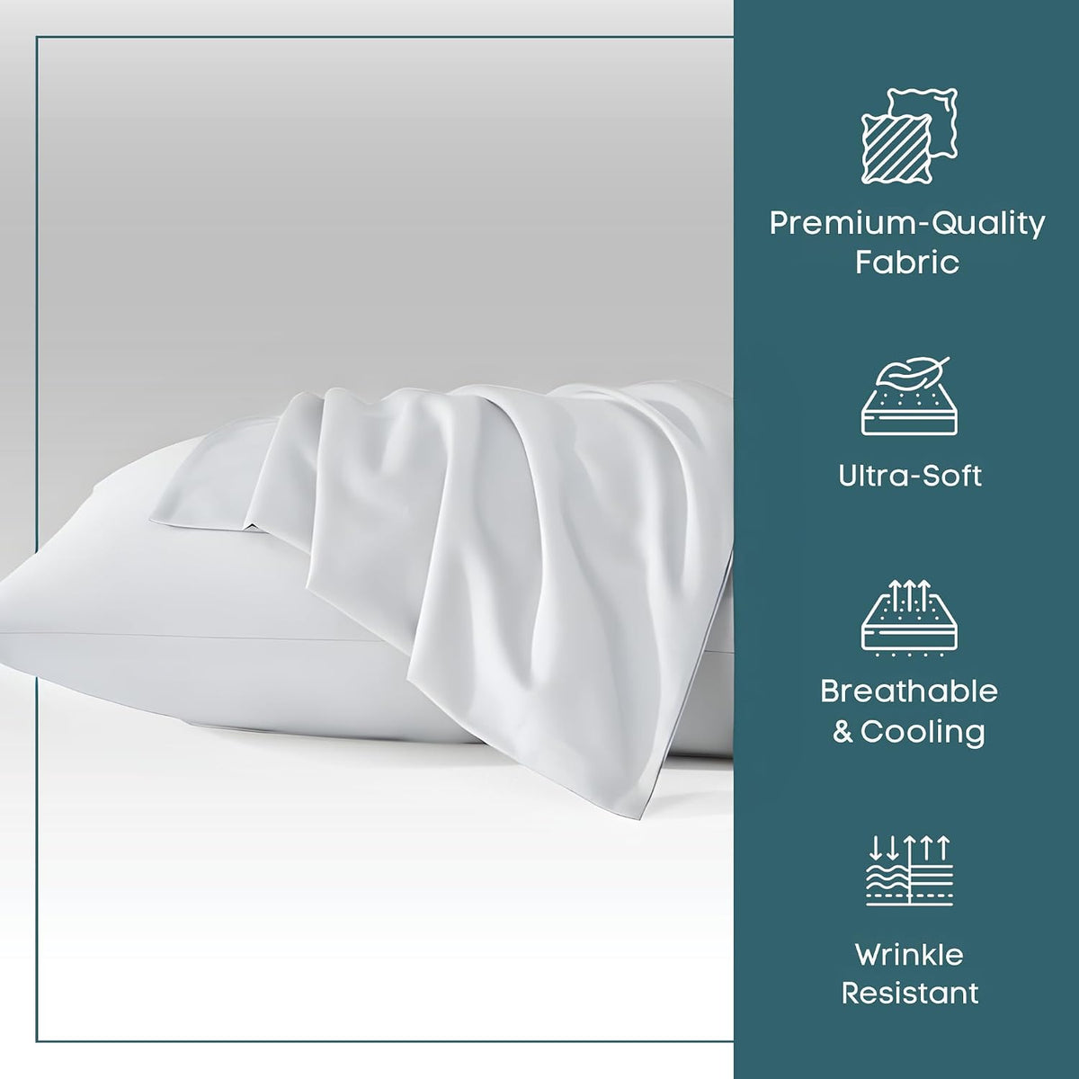 Queen microfiber pillowcases in White, alternate view 4