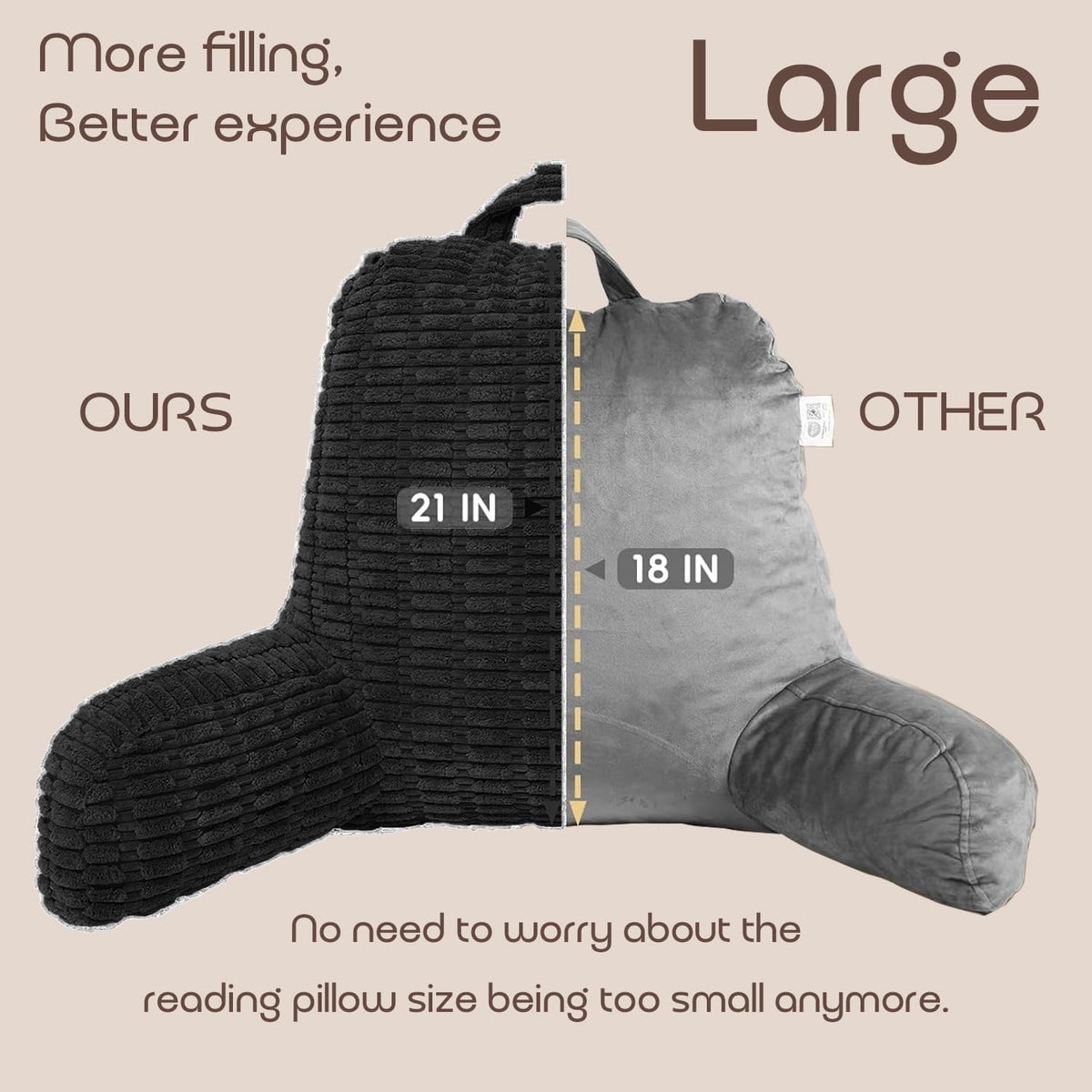 Standard memory foam backrest pillows in Black, alternate view 3