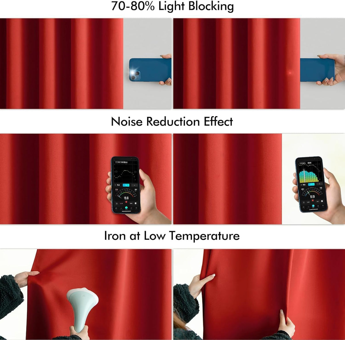 120"L x 52"W polyester curtains in Red, alternate view 5