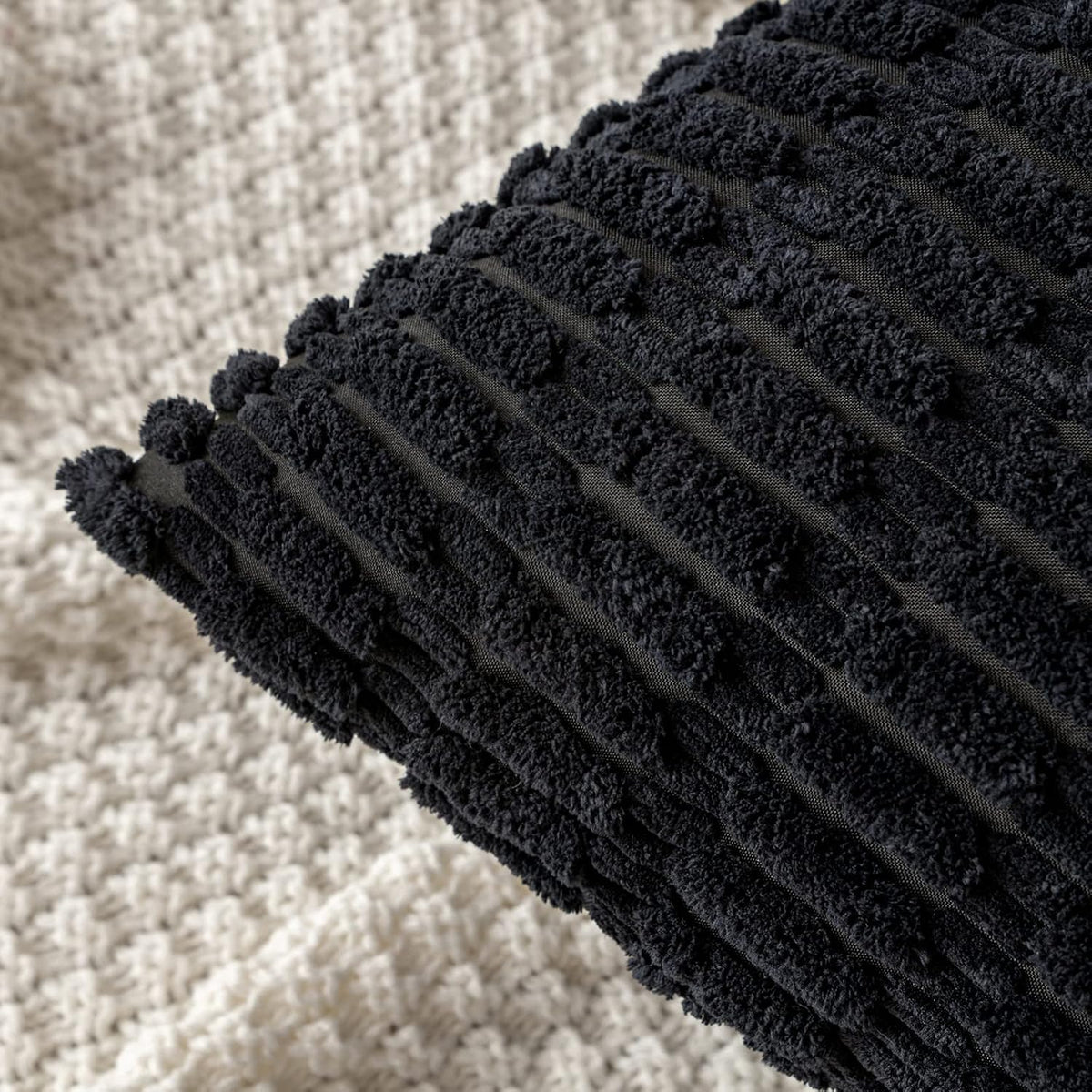 16"L x 16"W corduroy throw pillow accessories in Black, alternate view 2