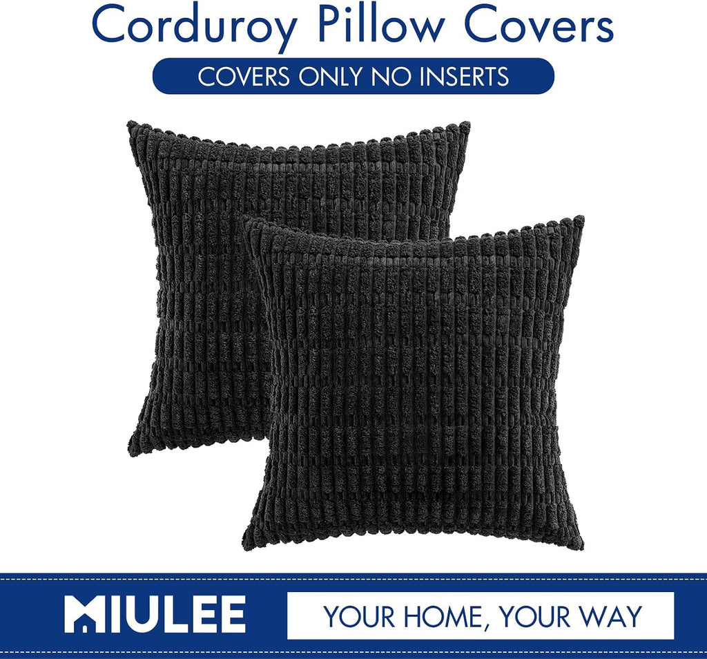 16"L x 16"W corduroy throw pillow accessories in Black, alternate view 7