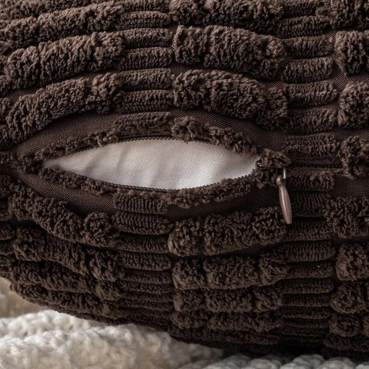 16"L x 16"W corduroy throw pillow accessories in Dark Brown, alternate view 3