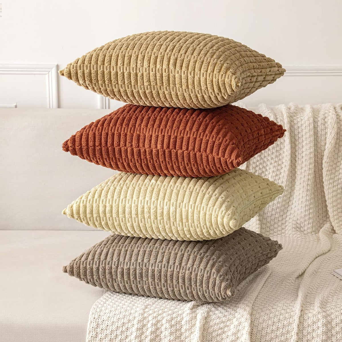 16"L x 16"W corduroy throw pillow accessories in Dark Rust, alternate view 3