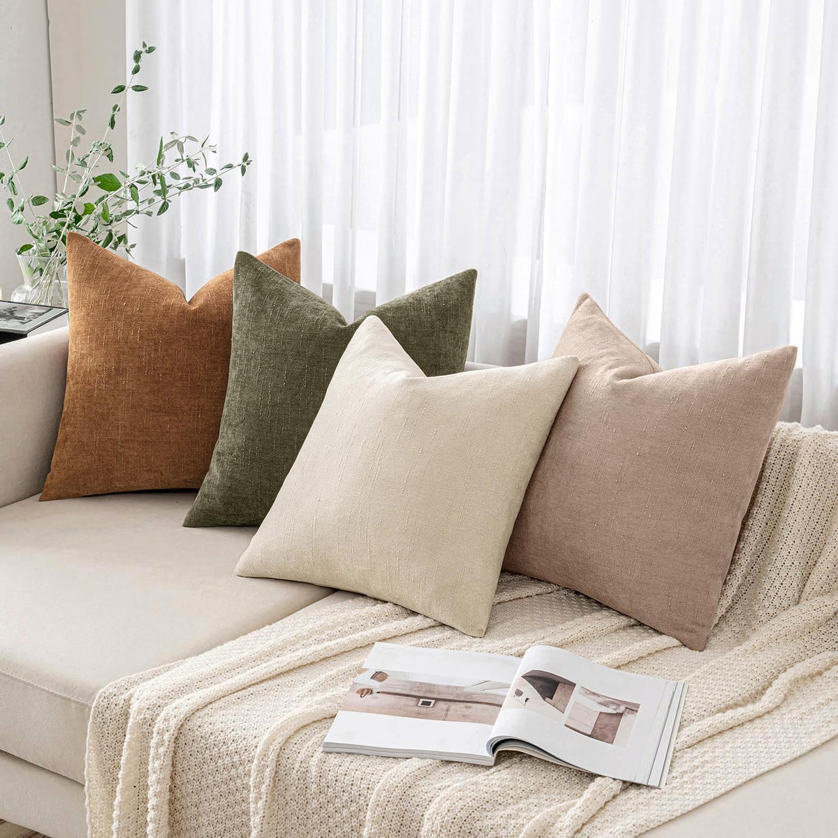 18"L x 18"W chenille throw pillow accessories in Irish Cream, alternate view 5