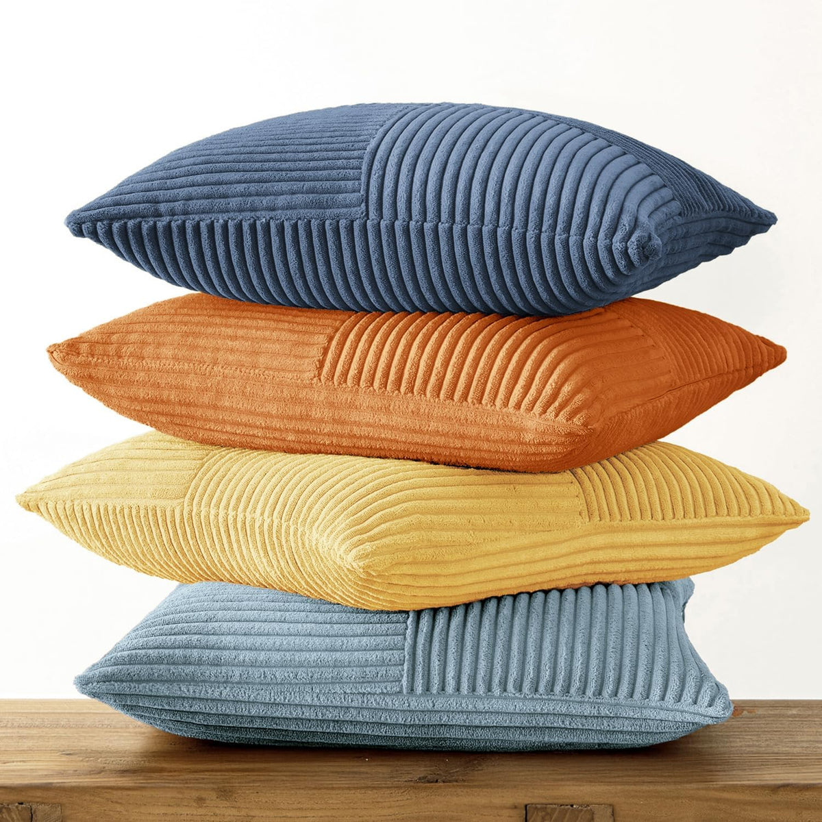 18"L x 18"W corduroy throw pillow accessories in Yellow Blue, alternate view 7