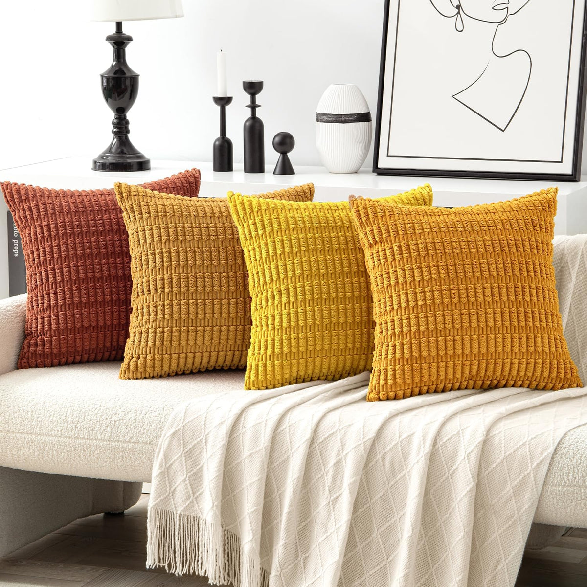 18"L x 18"W polyester throw pillow accessories in Orange-yellow, alternate view 8