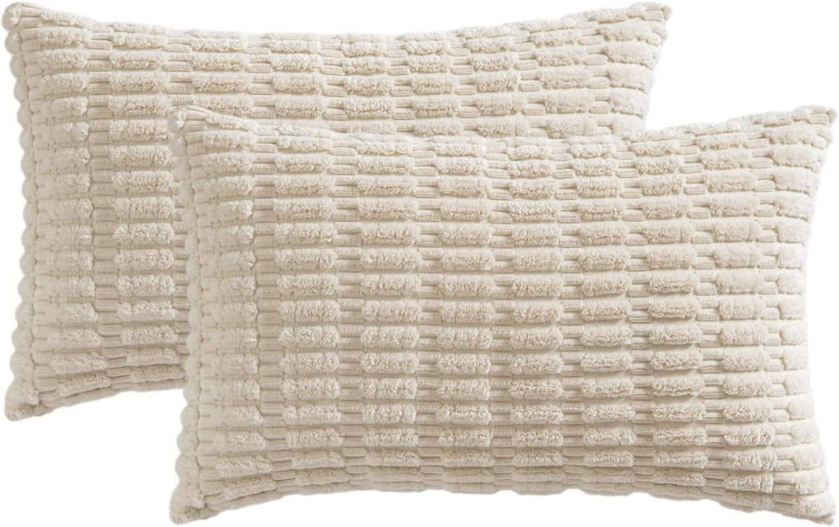 20"L x 12"W corduroy throw pillow accessories in Cream White, alternate view 6
