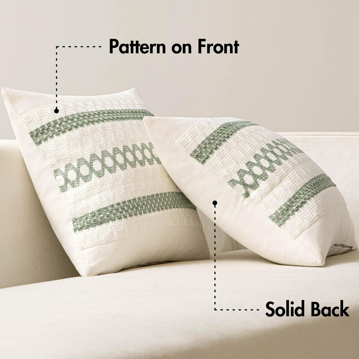 20"L x 12"W cotton throw pillow accessories in Sage Green, alternate view 6