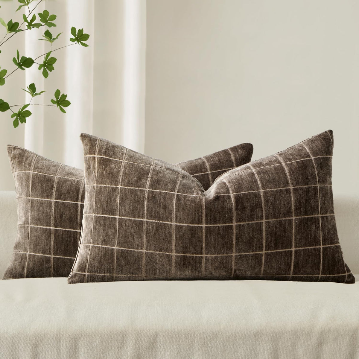 20"L x 12"W polyester throw pillow accessories in Brown