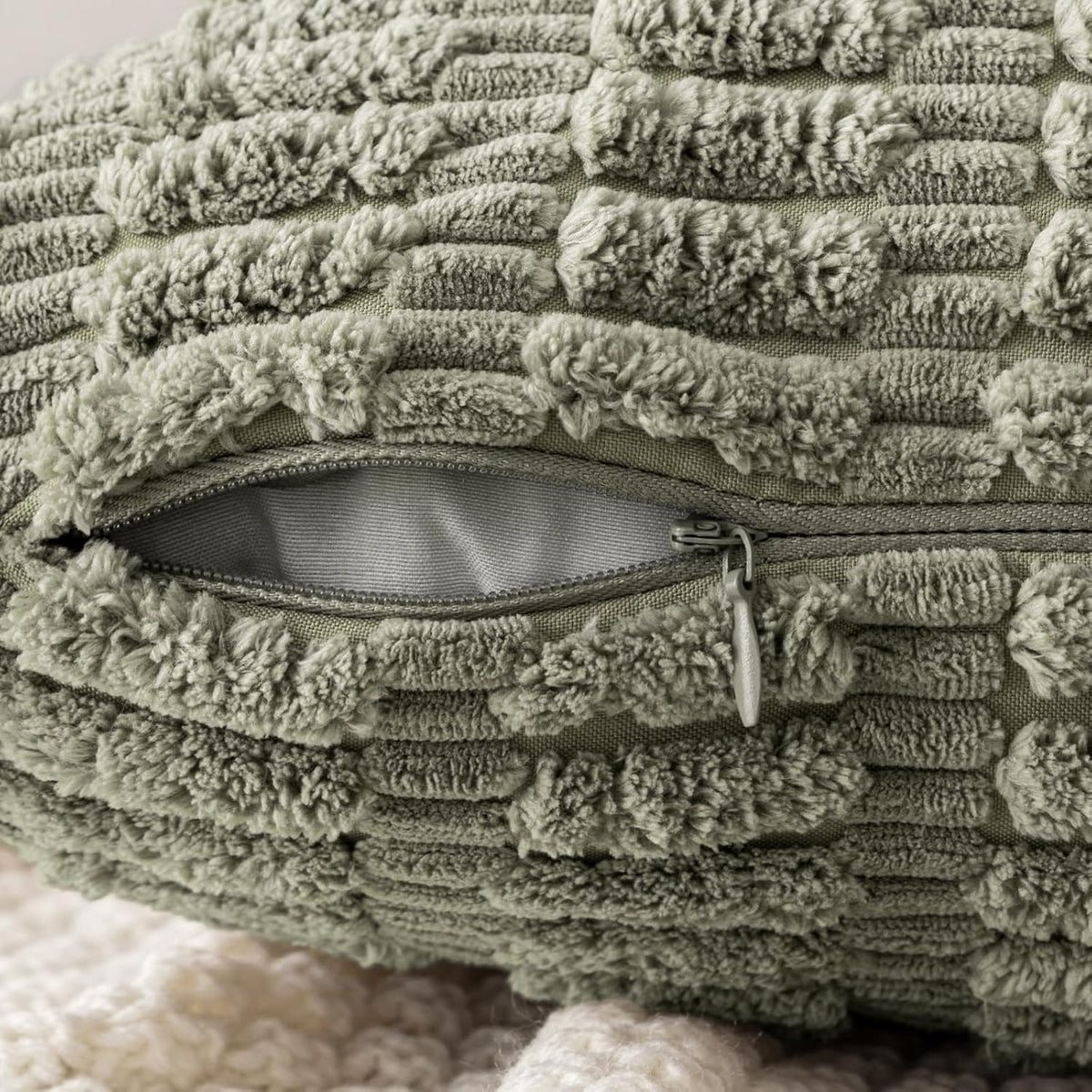 20"L x 20"W corduroy throw pillow accessories in Light Olive Green, alternate view 5