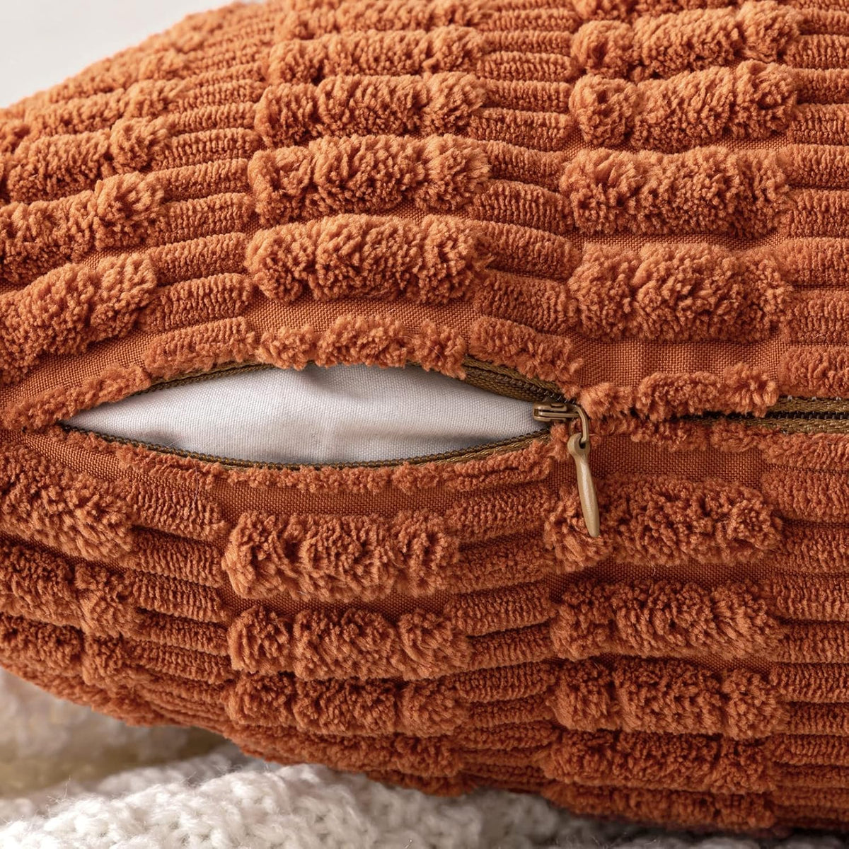 20"L x 20"W corduroy throw pillow accessories in Rust, alternate view 3