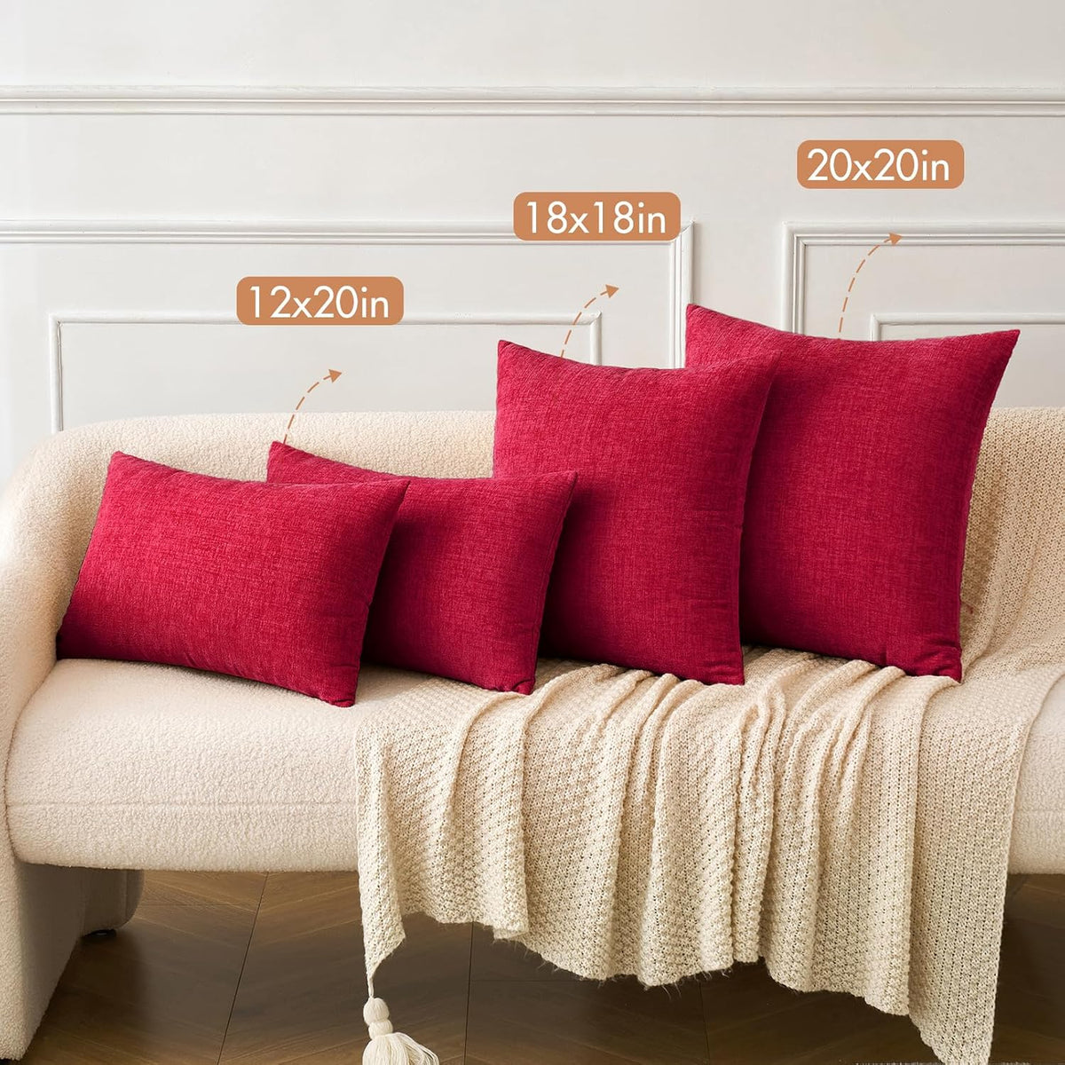 20"L x 20"W polyester throw pillow accessories in Red, alternate view 5