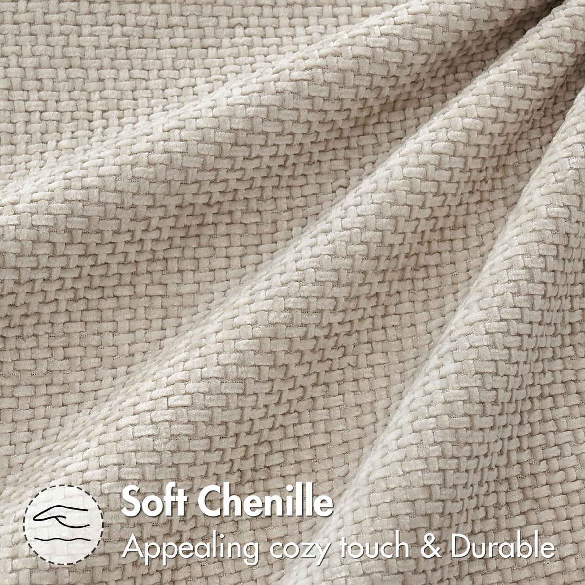 22"L x 22"W chenille throw pillow accessories in Beige, alternate view 8