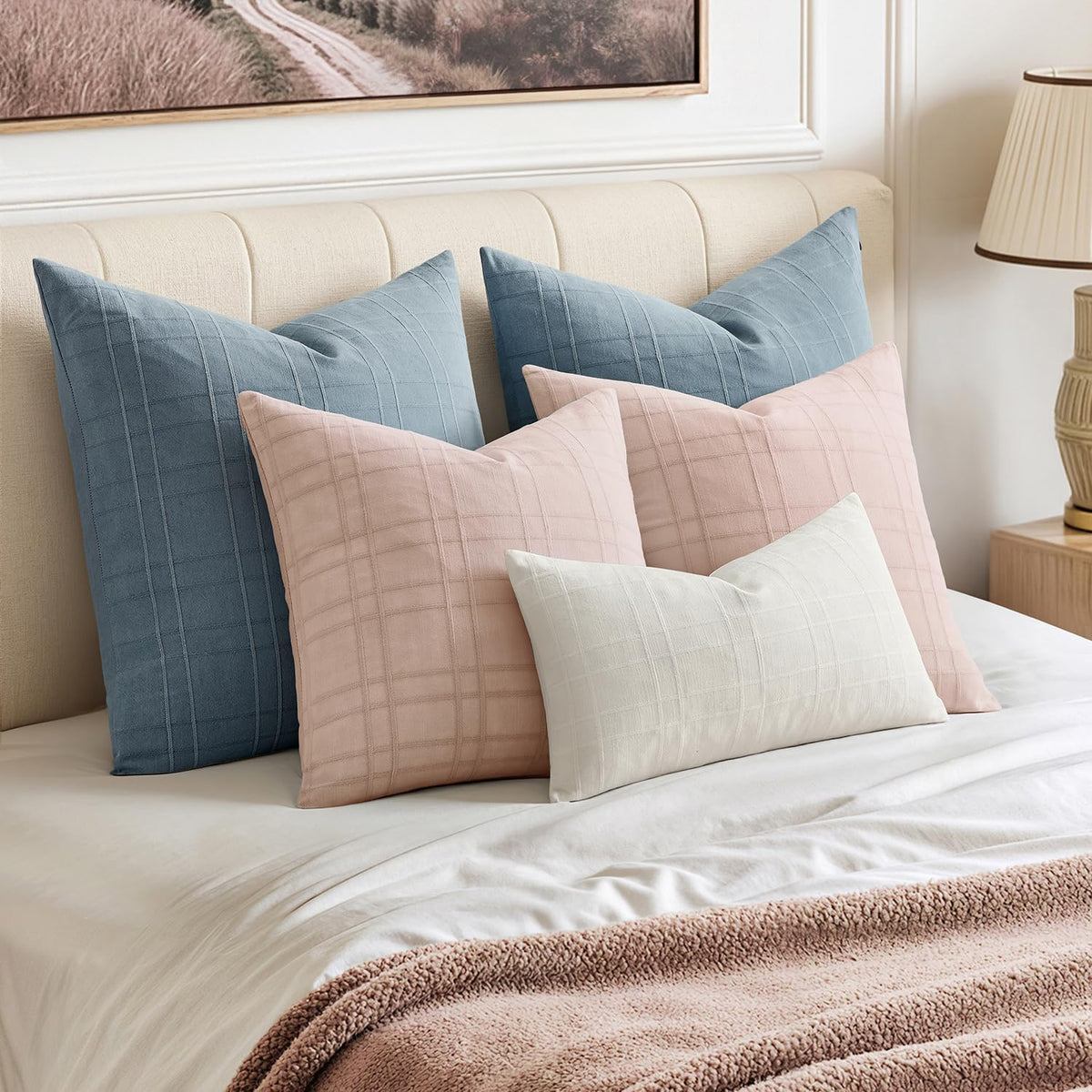 24"L x 24"W linen throw pillow accessories in Light Pink, alternate view 6
