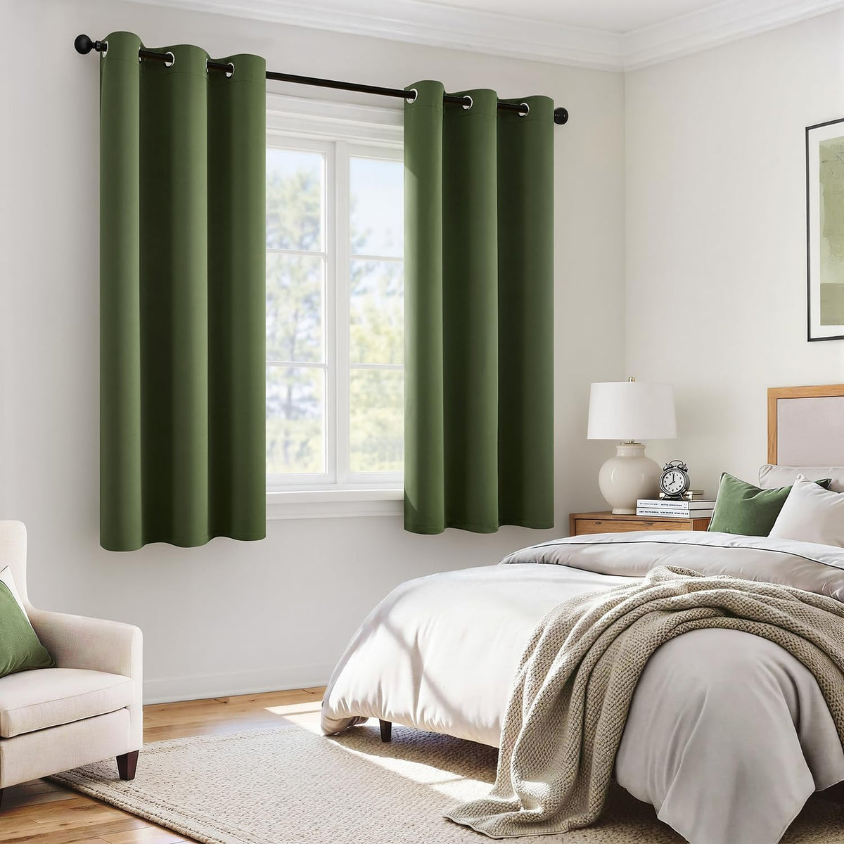 45"L x 40"W polyester curtains in Olive Green, alternate view 6