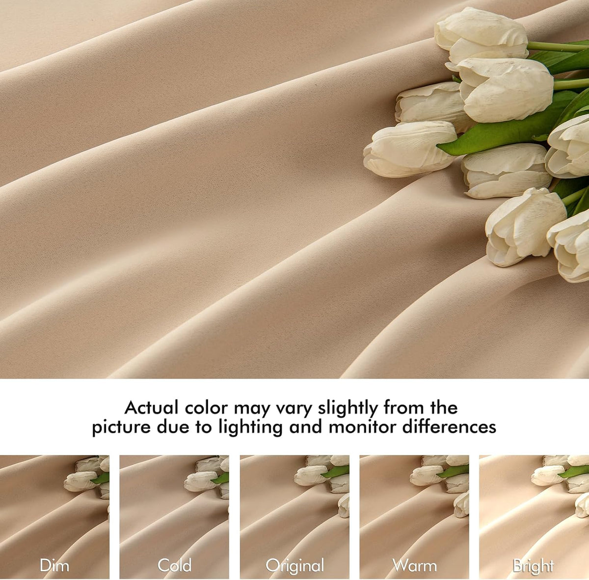 54"L x 52"W polyester curtains in Beige, alternate view 8
