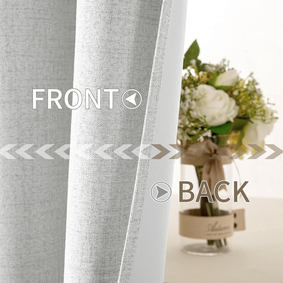 54"L x 52"W polyester curtains in Heathered White, alternate view 6