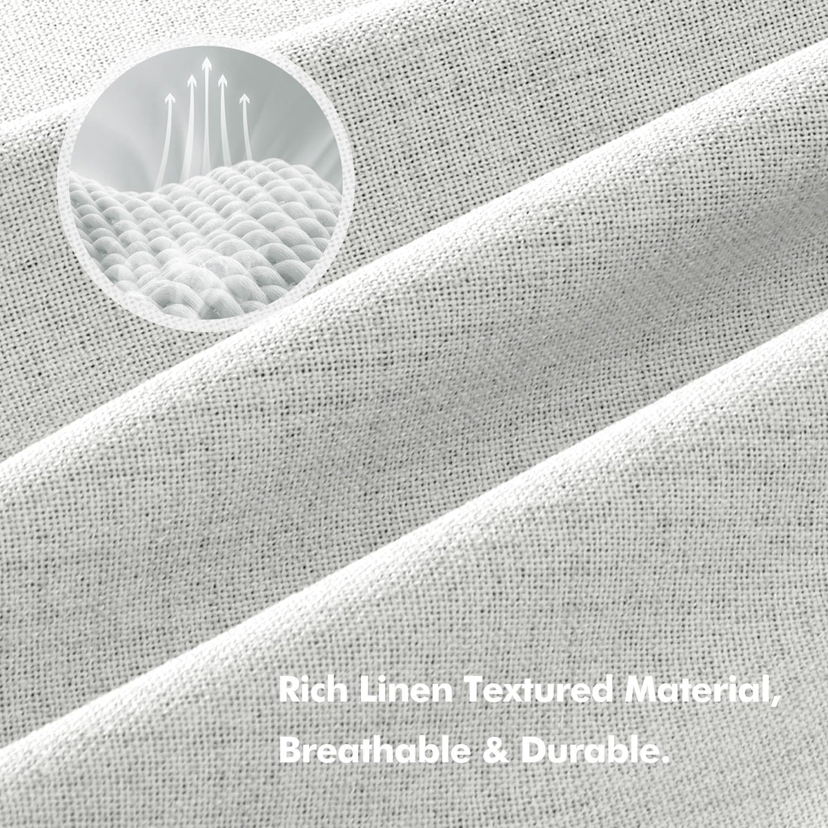 63"L x 42"W polyester curtains in Heathered White, alternate view 3