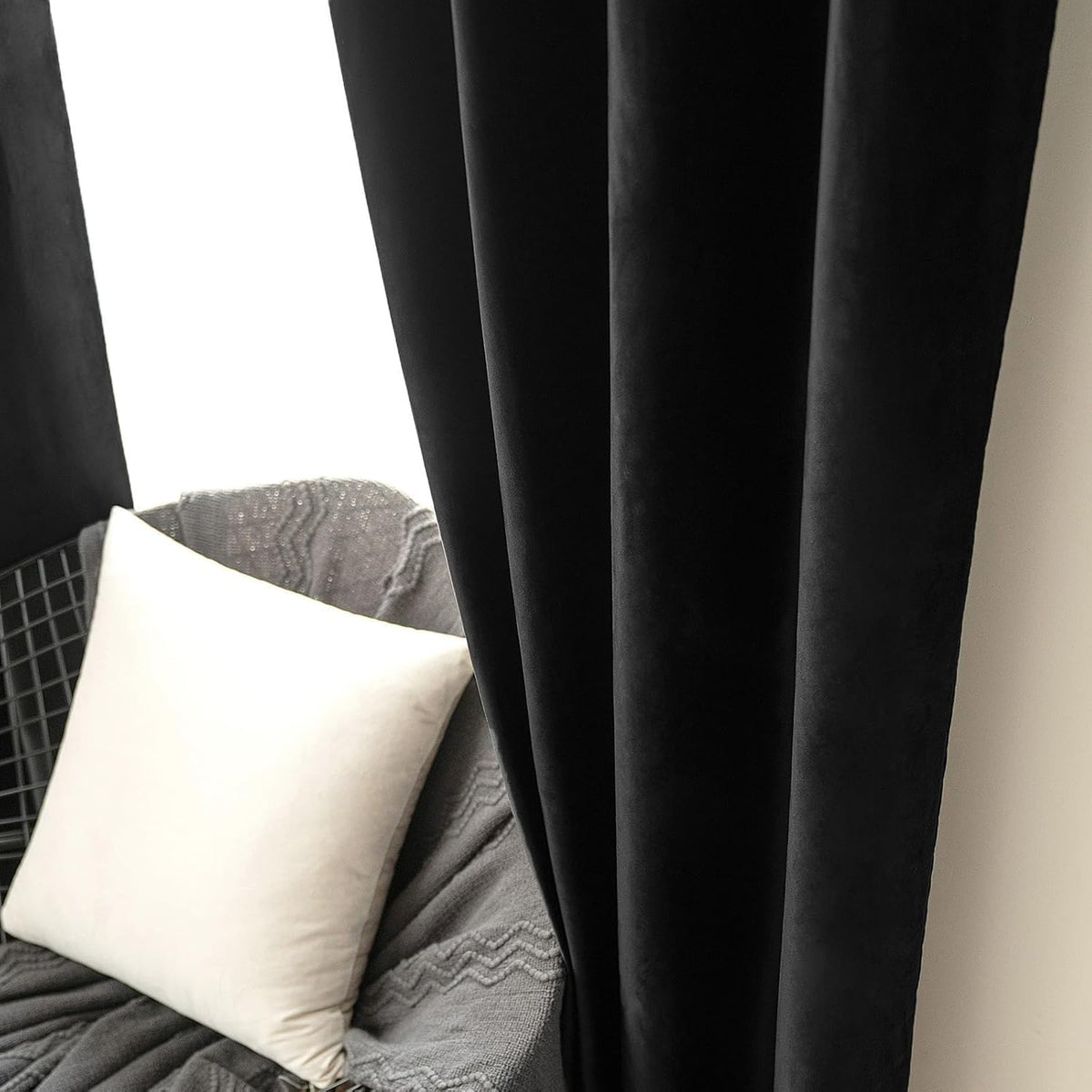 63"L x 52"W polyester curtains in Black, alternate view 7