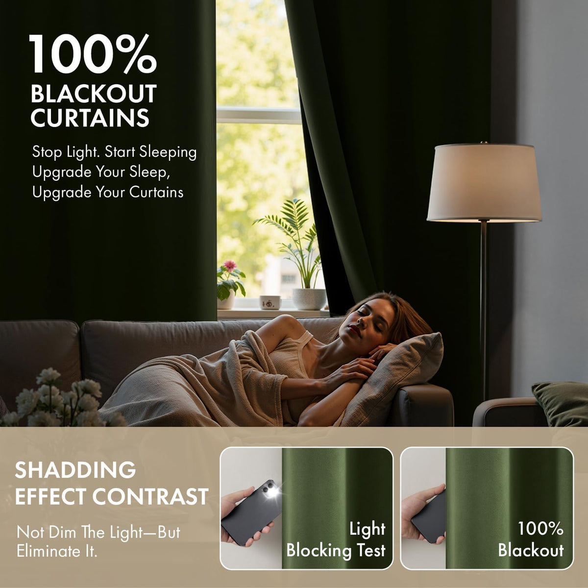 72"L x 40"W polyester curtains in Olive Green, alternate view 2