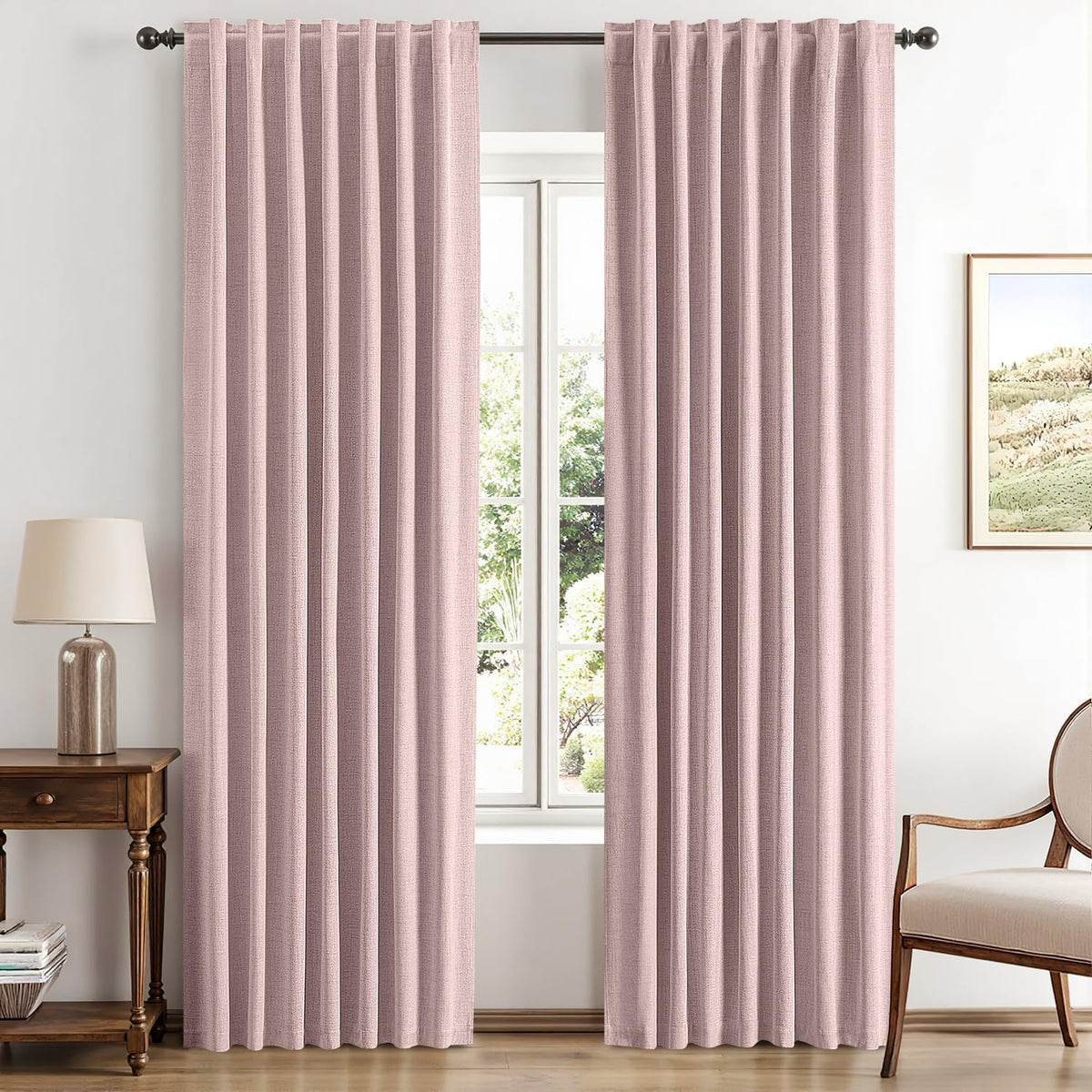 72"L x 42"W polyester curtains in Pink