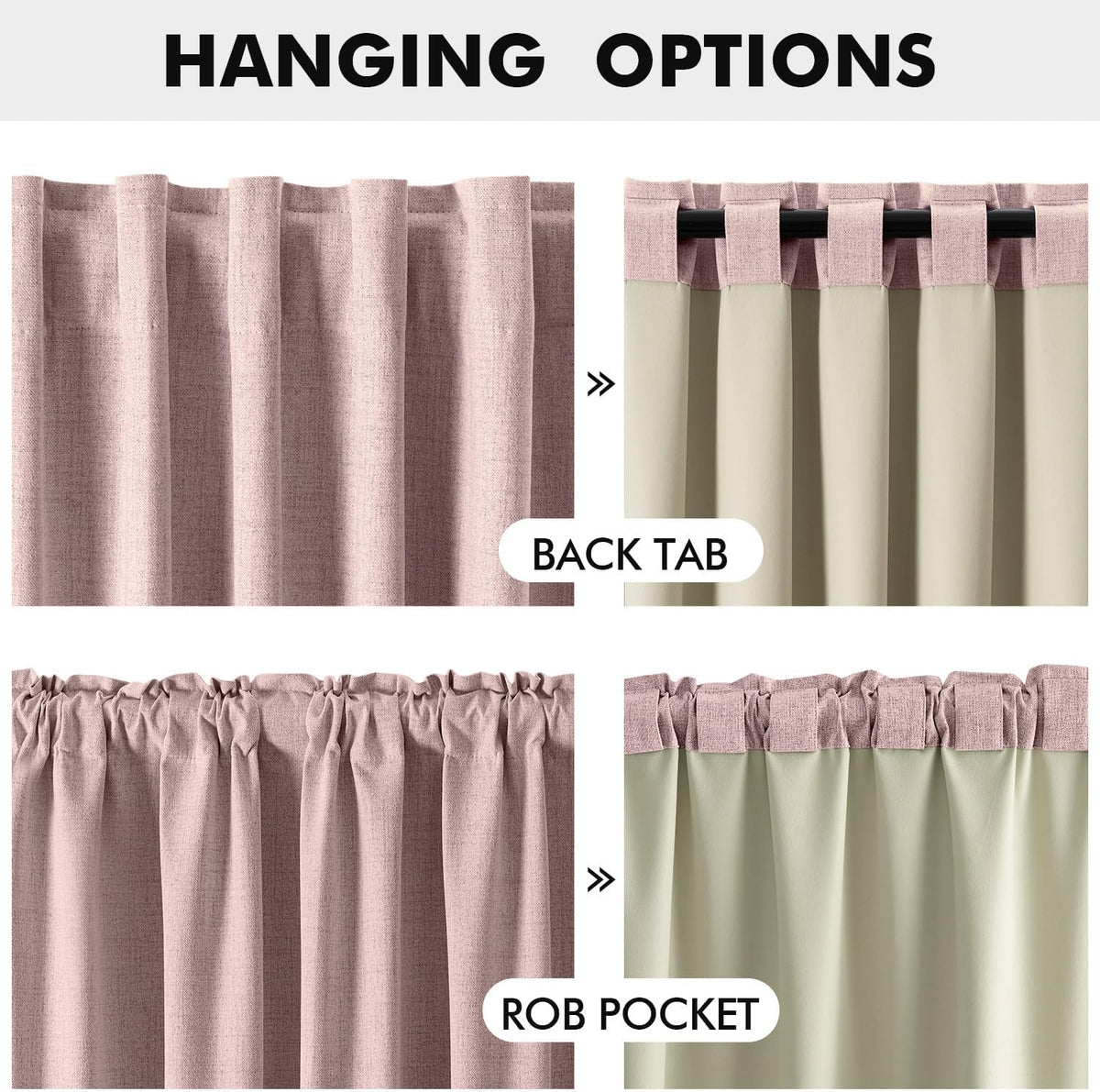 72"L x 42"W polyester curtains in Pink, alternate view 5