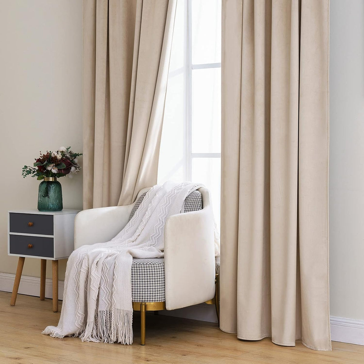 72"L x 52"W polyester curtains in Camel Beige, alternate view 7