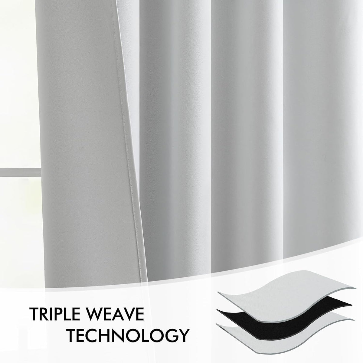 72"L x 52"W polyester curtains in Greyish White, alternate view 7