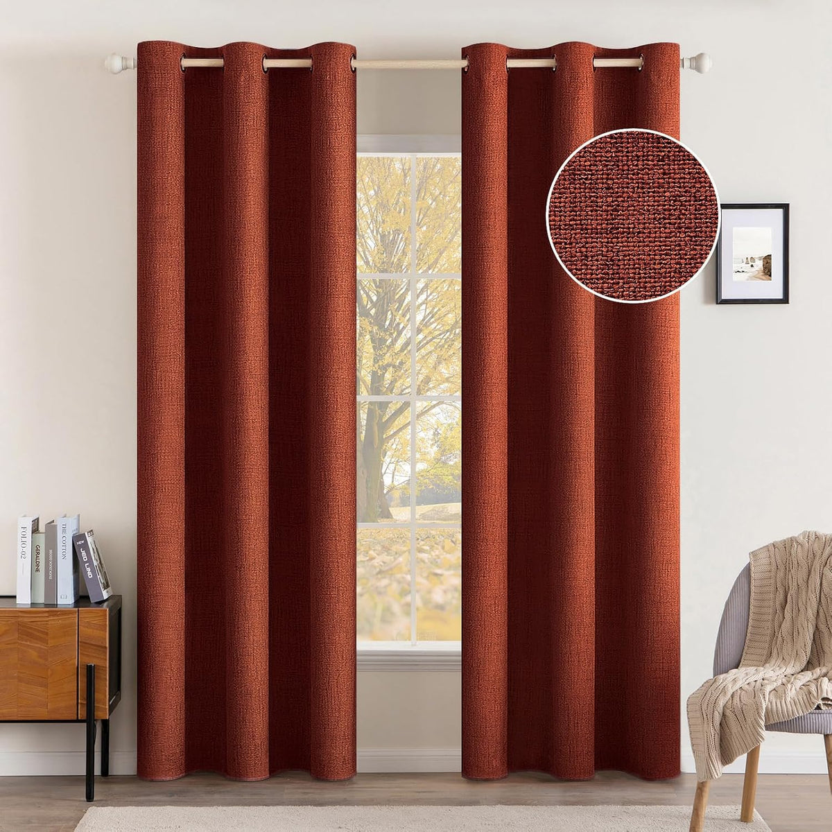 84"L x 42"W linen curtains in Burnt Orange