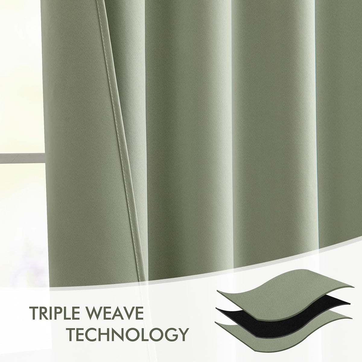 84"L x 66"W polyester curtains in Sage Green, alternate view 7