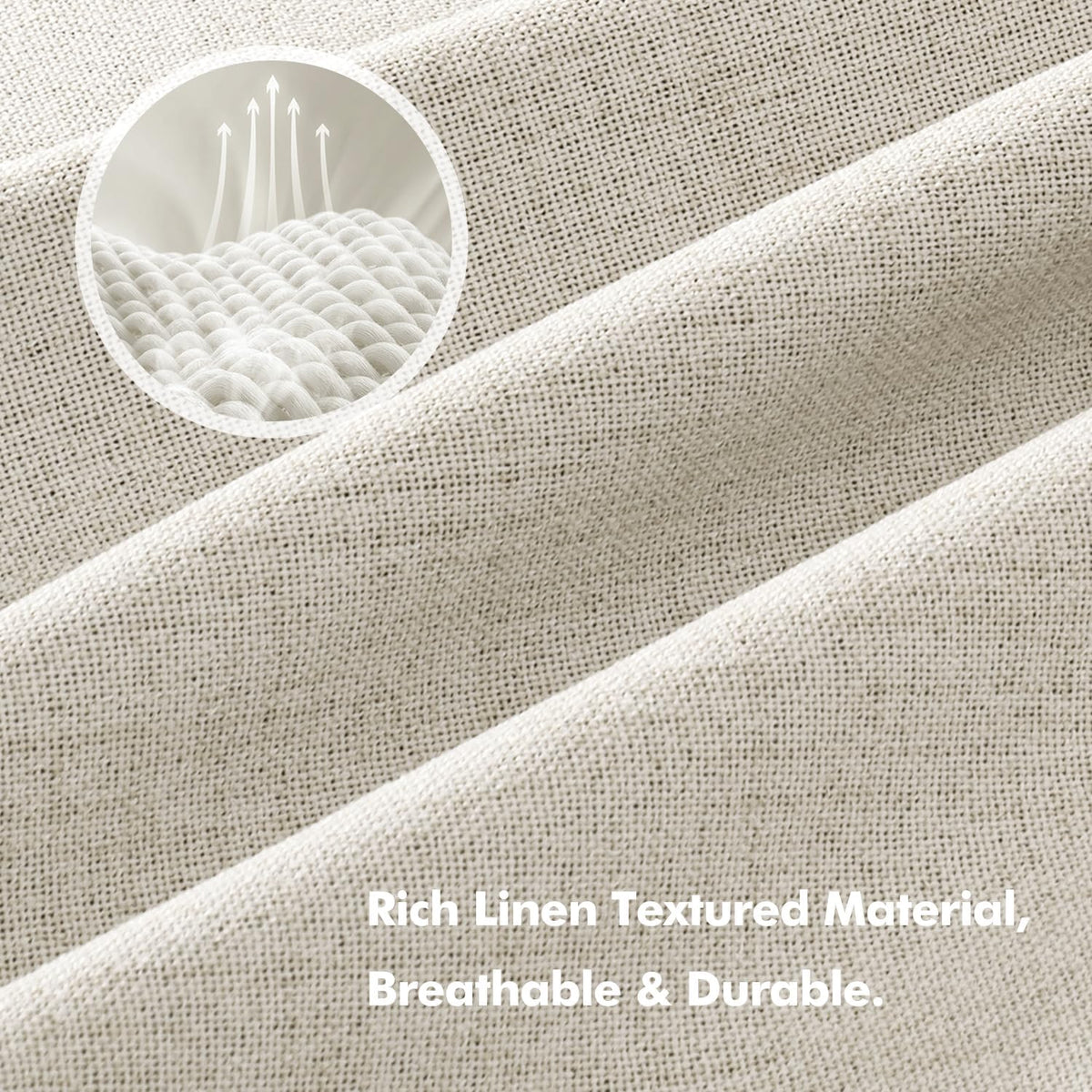 90"L x 42"W polyester curtains in Linen Beige, alternate view 3