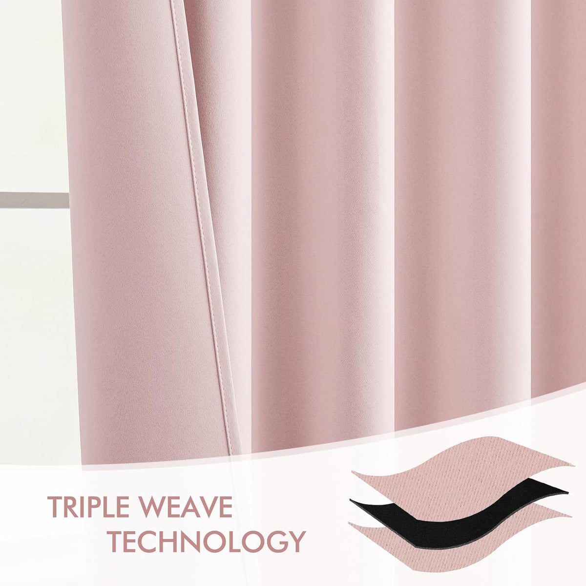96"L x 52"W polyester curtains in Baby Pink, alternate view 7