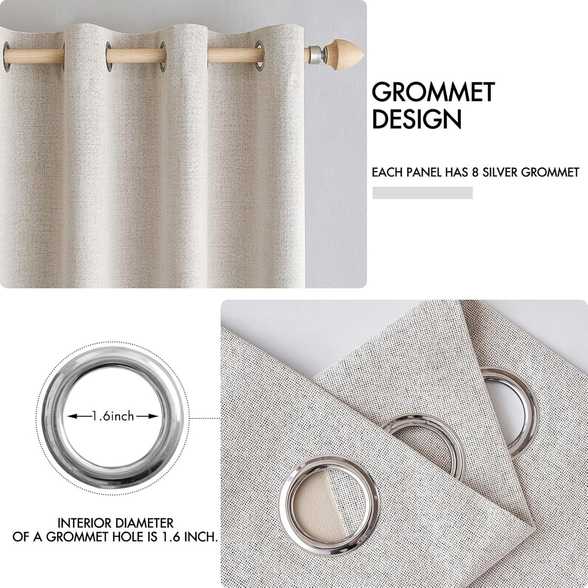 96"L x 52"W polyester curtains in Ivory, alternate view 4