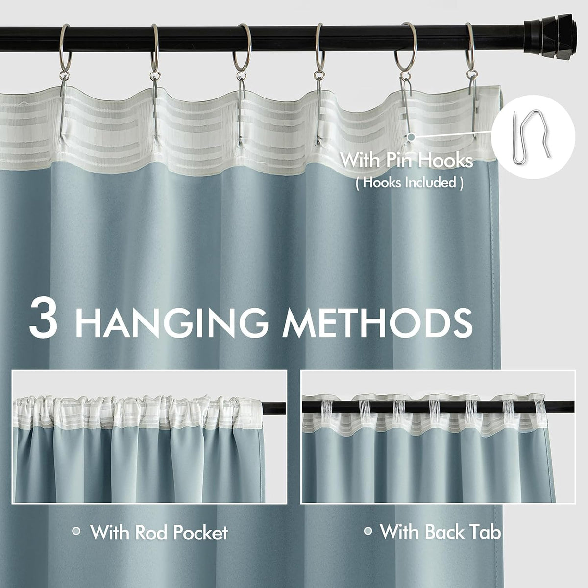 96"L x 52"W polyester curtains in Slate Blue, alternate view 3